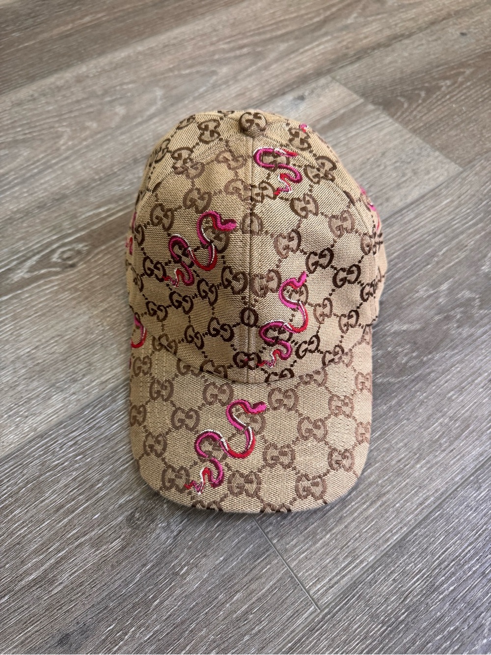 Gucci Beige Monogram Snake Baseball Cap